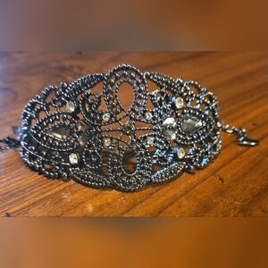 Guess Black and Silver Intricate Women's Bracelet